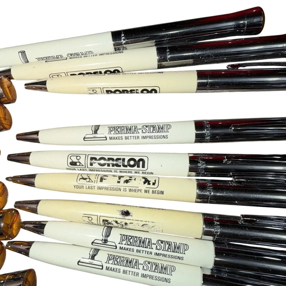 Garland Bubble Cap Ballpoint Pen Printed Promotional Perma-Stanp Vintage 40 Pens